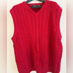 Saddlebred Red Cable Knit Sweater Vest Large
